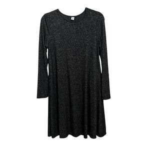 Old Navy Women's Black Marled Knit Long Sleeve Swing Dress Size Small Cozy